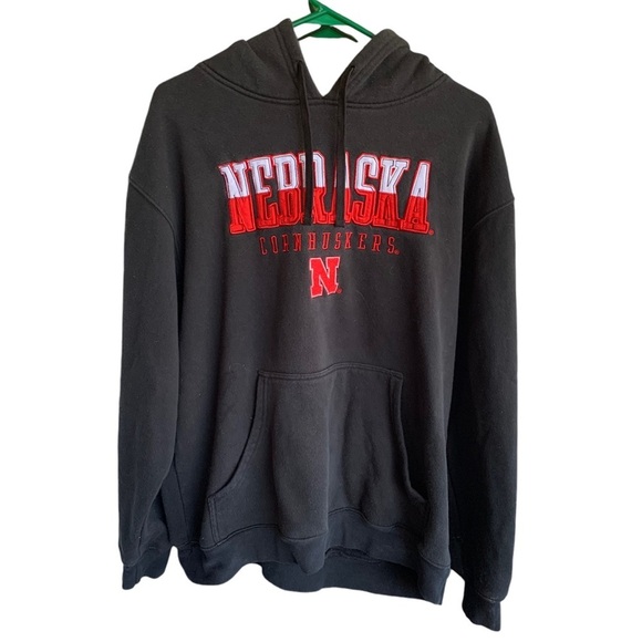 Nebraska Cornhuskers Hoodie Sweatshirt Champion Embroidered Sewn Hood Size Large - Picture 1 of 6